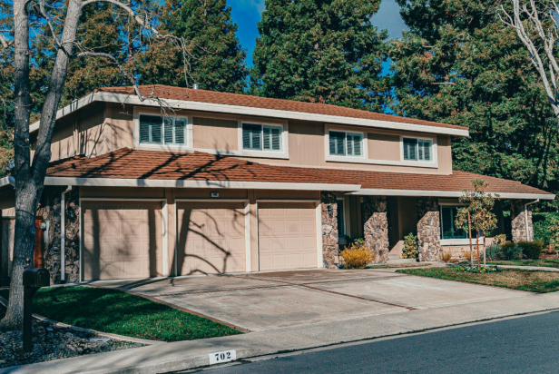 house with light peach garage doors