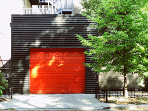 a red garage door